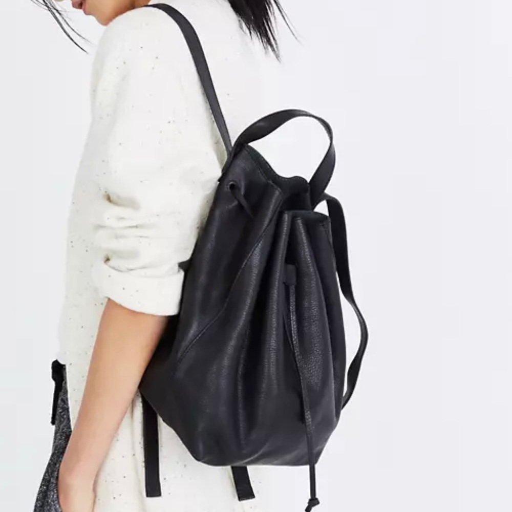 Madewell Somerset Black Leather Bucket Backpack Purse